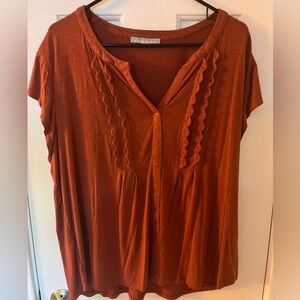 Daniel Rainn. Micaela Split Neck Knit Top. XXL. Burnt Orange
